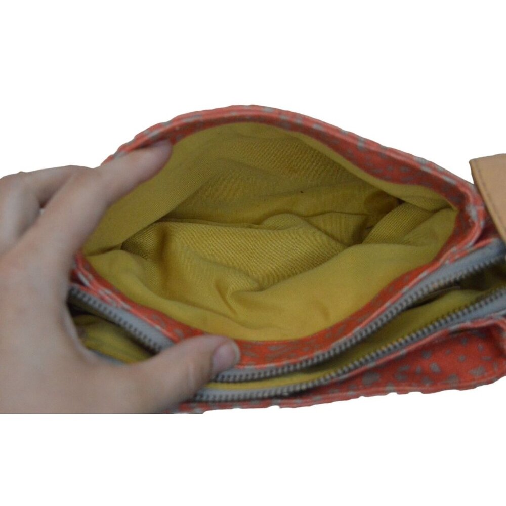 Anthorpologie Pilcro & The Letterpress Orange Beige Gray Crossbody Bag Buckle St - Picture 3 of 11